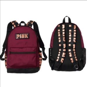 Pink Victoria’s Secret burgundy rose gold backpack